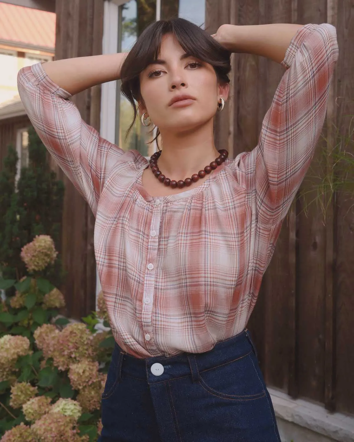 Cleo Blouse | Cider Plaid sold by Harly Jae product image thumbnail 3
