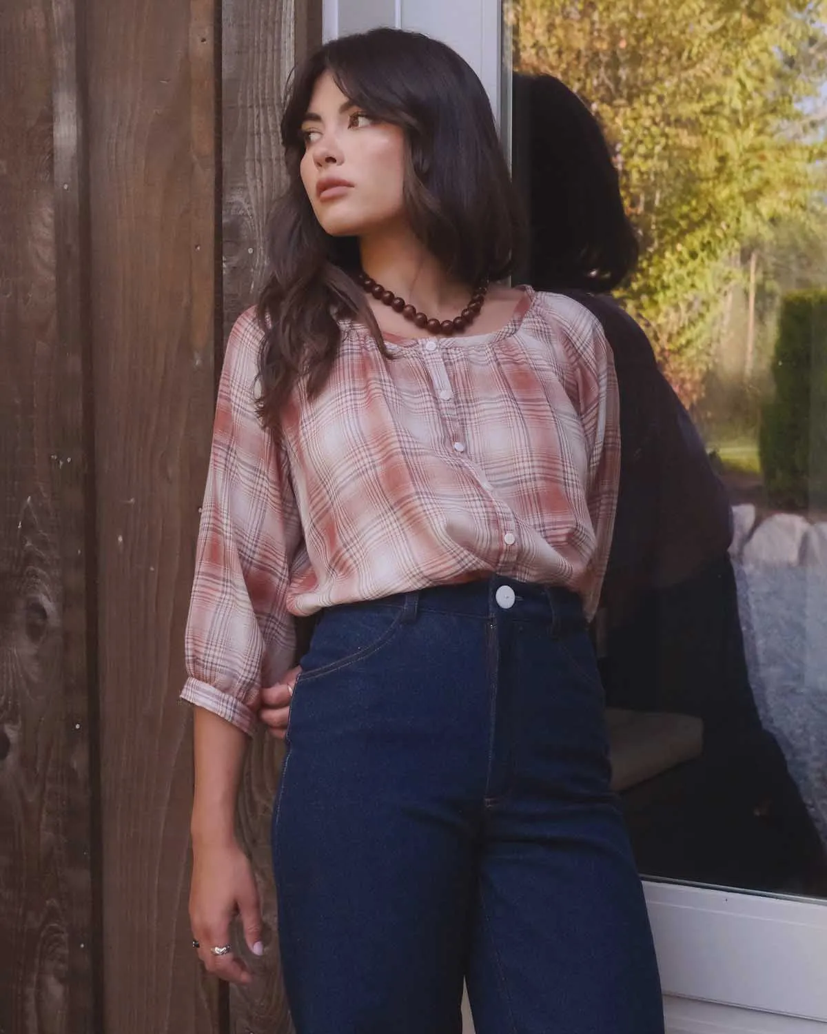 Cleo Blouse | Cider Plaid sold by Harly Jae product image thumbnail 5
