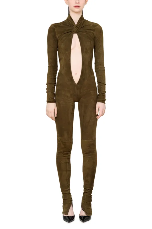 Keyhole Suede Jumpsuit sold by LaQuon Smith