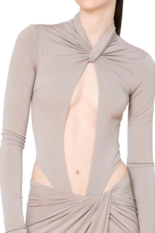 Keyhole Bodysuit with Ruched Neck Detail sold by LaQuon Smith