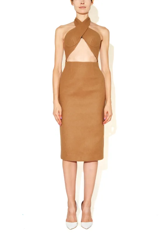 Wrap Neck Halter dress sold by LaQuon Smith