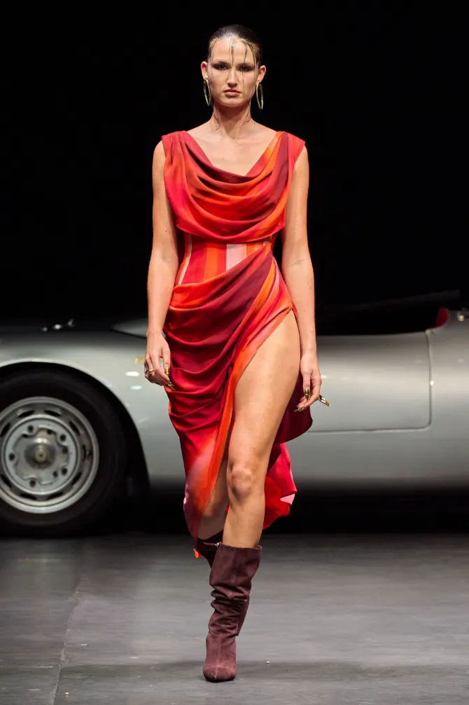 Knee Length Dress with Open Back and Corset Detail sold by LaQuon Smith product image thumbnail 3