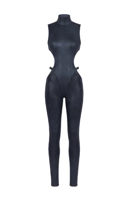 Mock Neck Jumpsuit with Cutout Detail made by LaQuon Smith