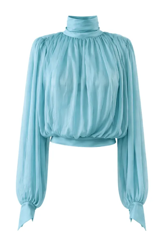 Long Sleeve Top with Scarf Detail made by LaQuon Smith