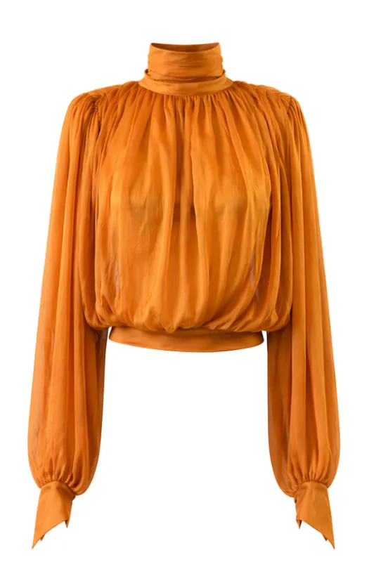 Long Sleeve Top with Scarf Detail made by LaQuon Smith