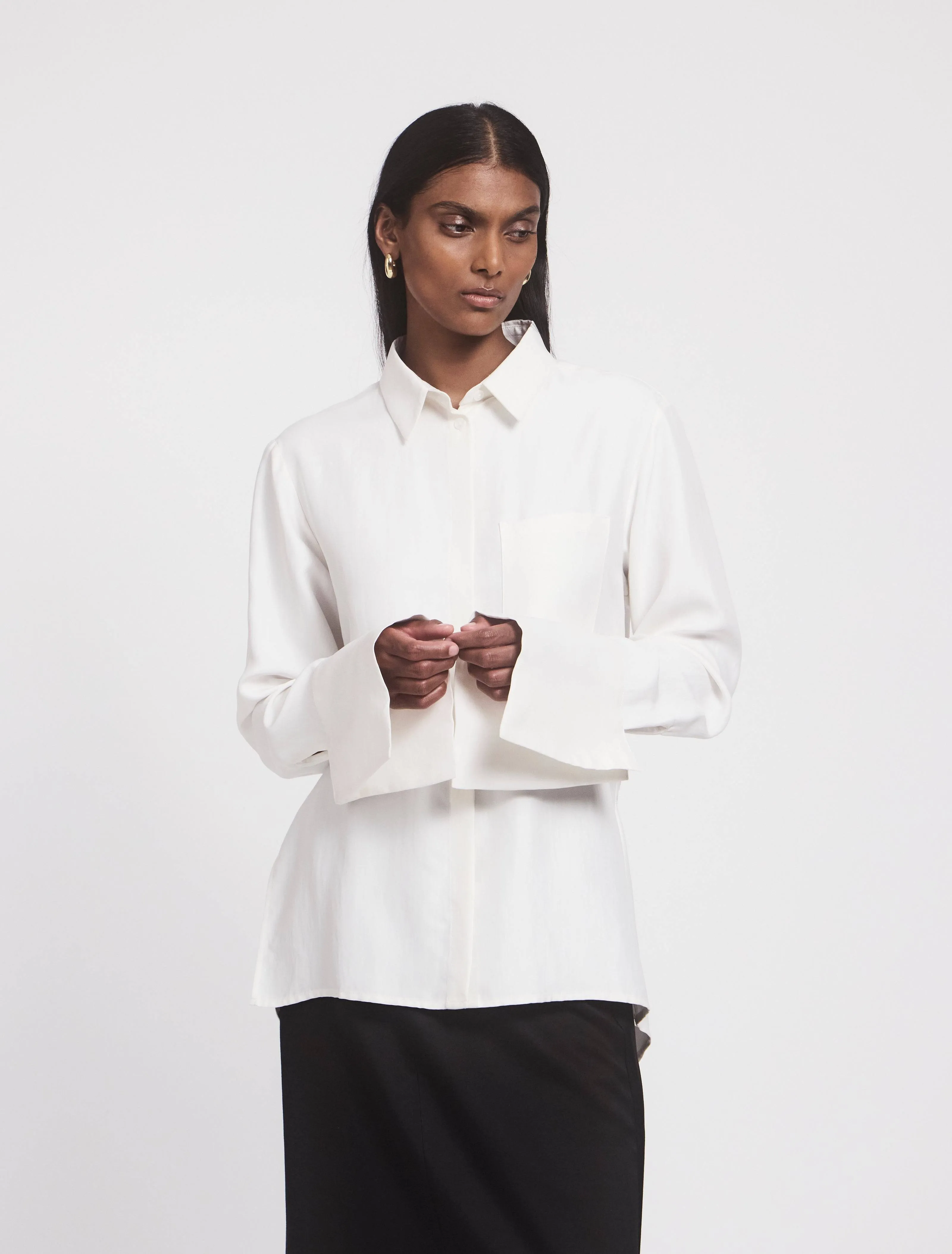 Signature Luxe Shirt In White sold by Ninety Percent product image thumbnail 3