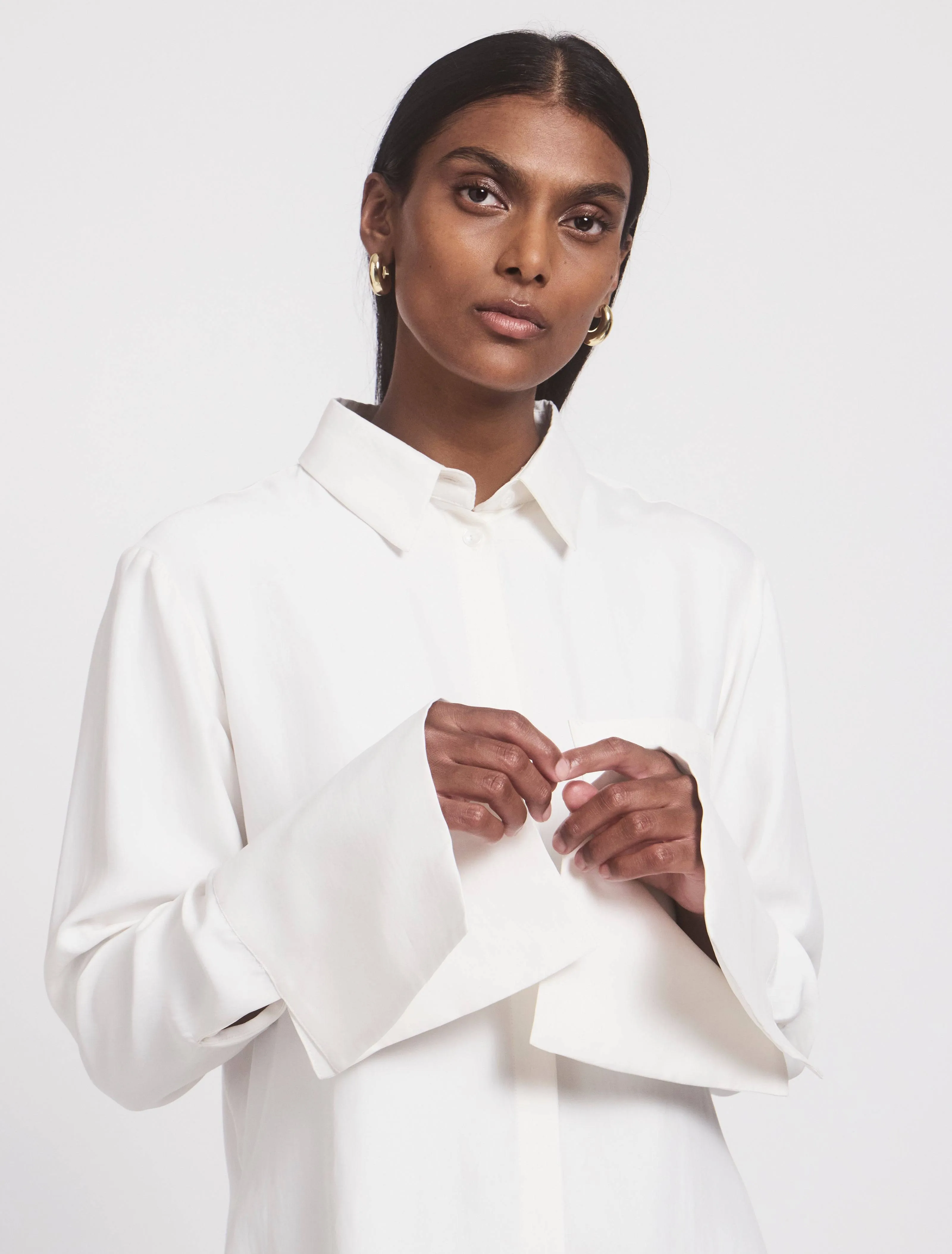 Signature Luxe Shirt In White sold by Ninety Percent product image thumbnail 5