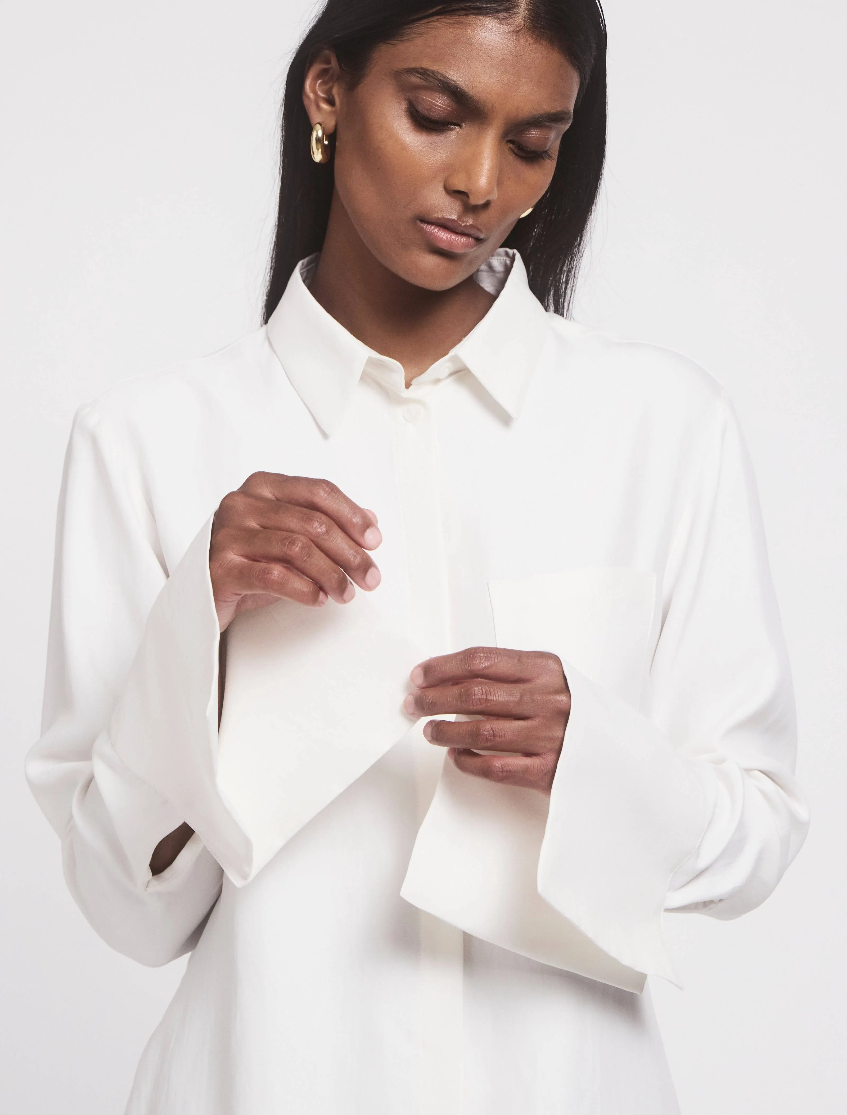 Signature Luxe Shirt In White sold by Ninety Percent product image thumbnail 4