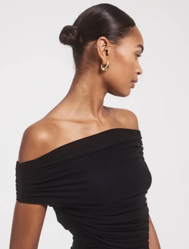 Noho Ruched Top in Black sold by Ninety Percent