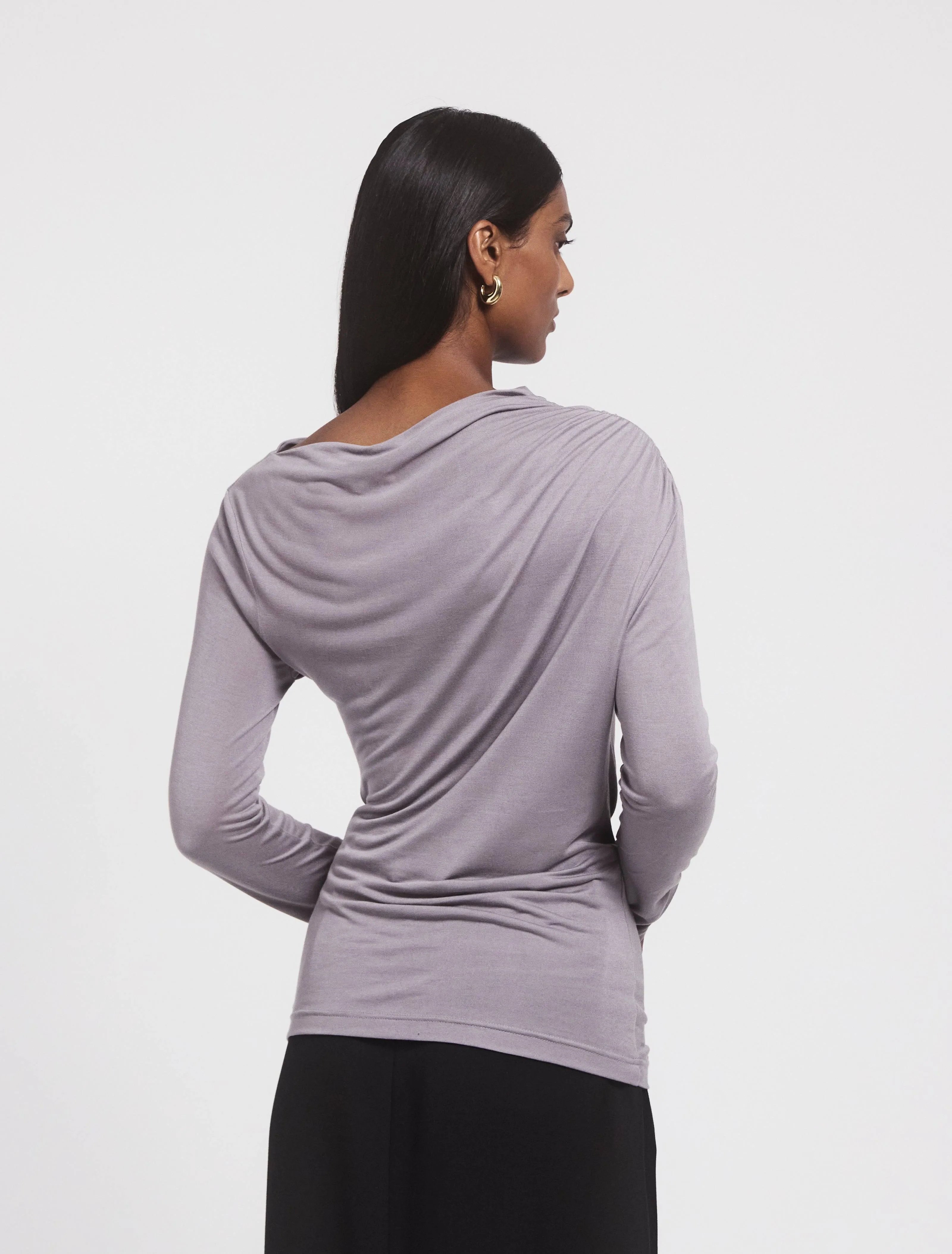 Iphis Draped Long Sleeve Top in Dusk sold by Ninety Percent product image thumbnail 3