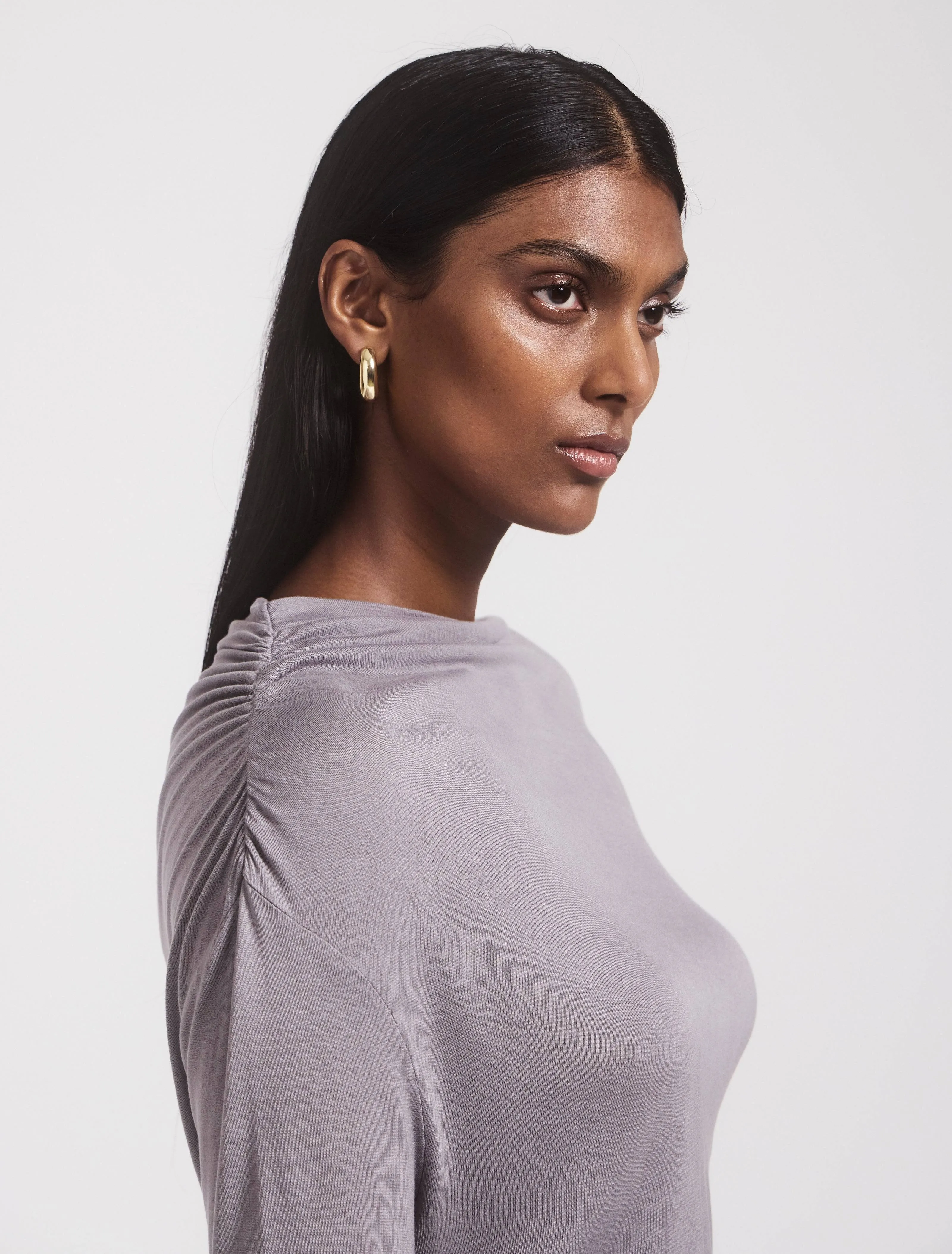 Iphis Draped Long Sleeve Top in Dusk sold by Ninety Percent product image thumbnail 2