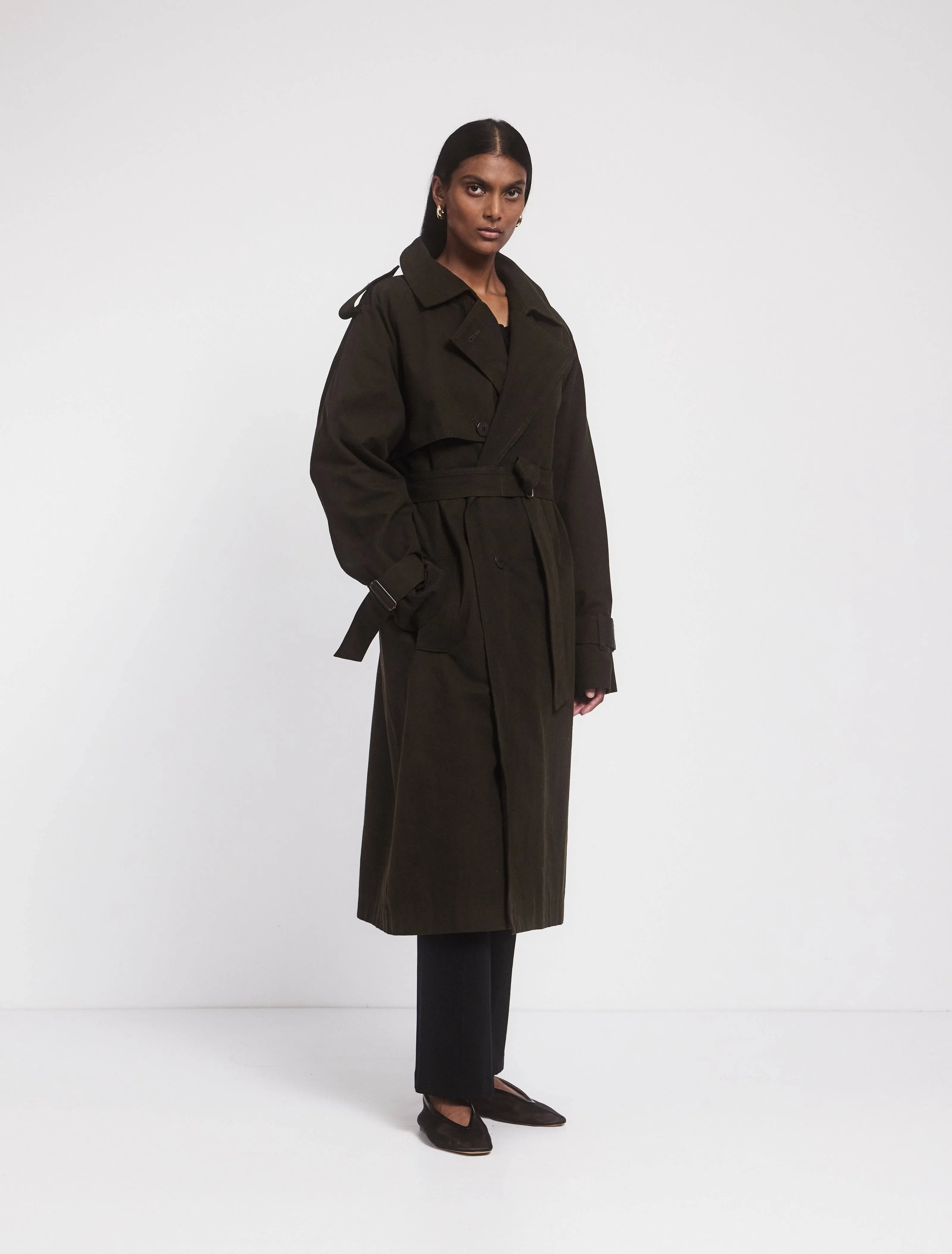 Trench in Dark Olive sold by Ninety Percent product image thumbnail 2