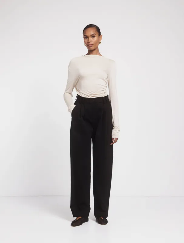 Organic Cotton Denim Trousers in Black sold by Ninety Percent