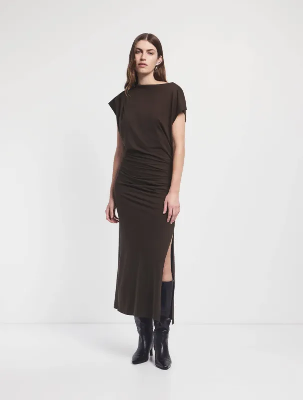 Gabriel Jersey Dress in Turkish Coffee sold by Ninety Percent