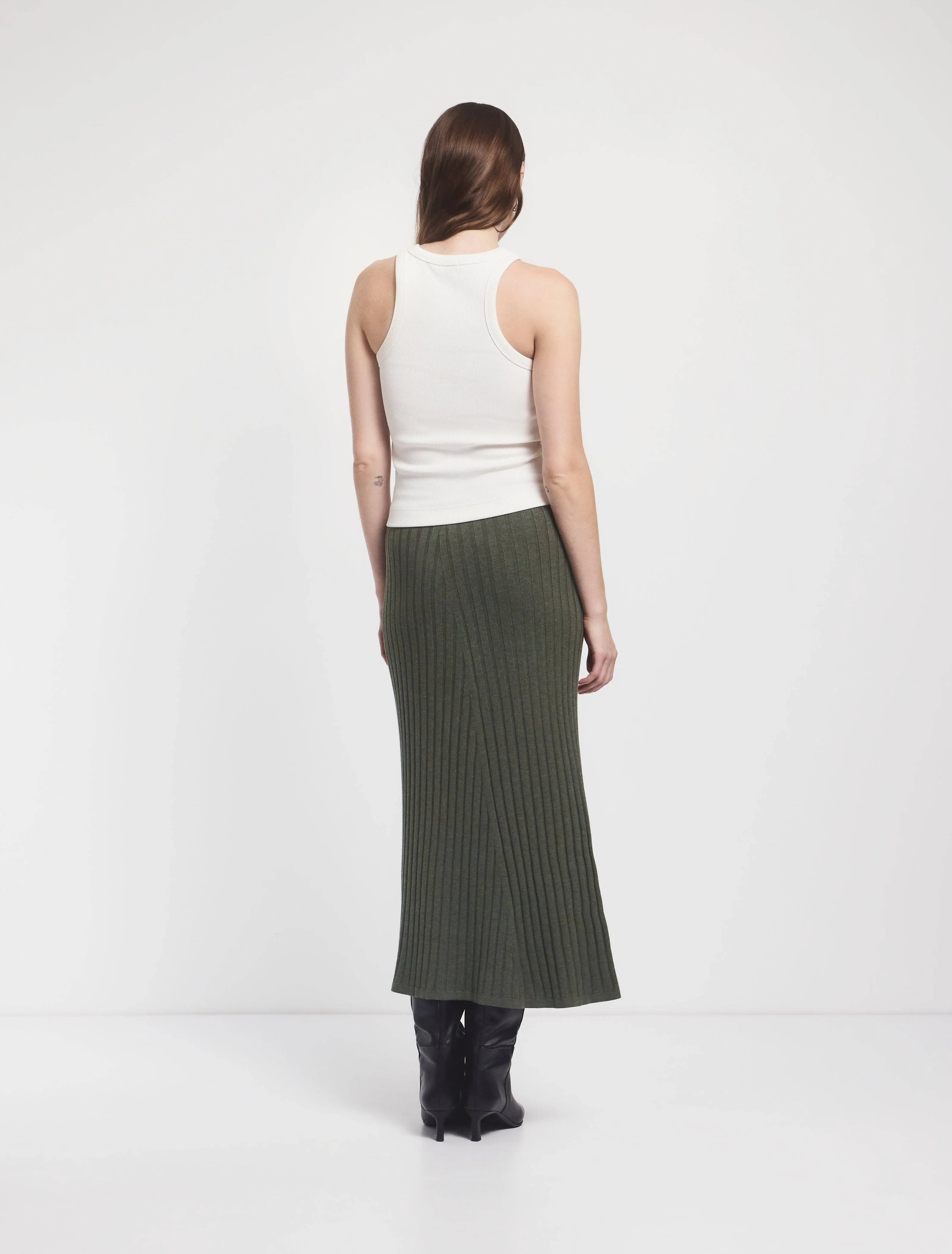 Maia Rib Skirt In Green Marl sold by Ninety Percent product image thumbnail 3