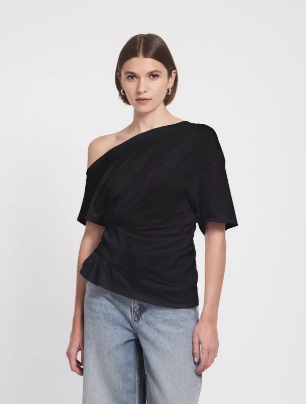 Agathi Draped Top in Black sold by Ninety Percent