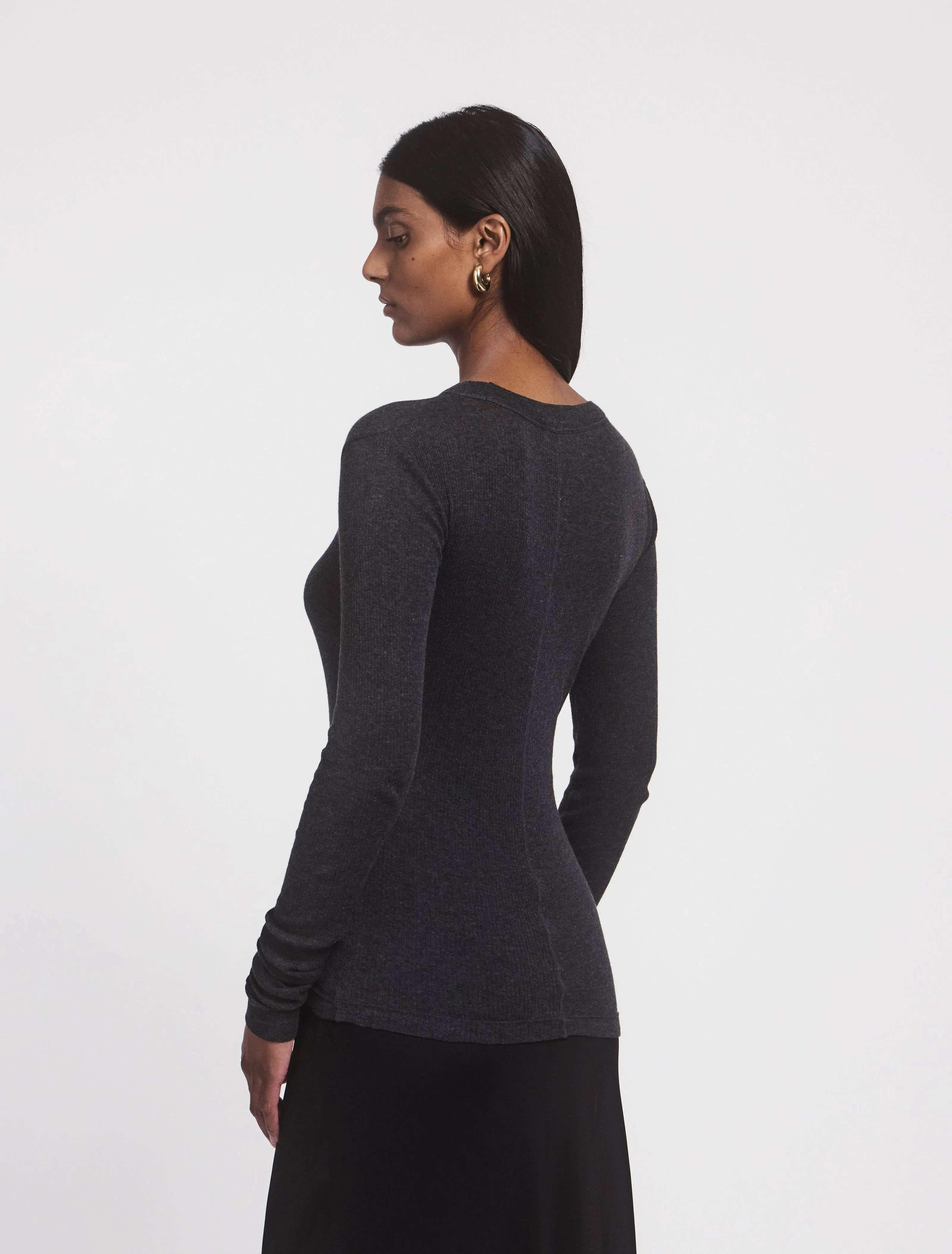 Anis Top in Charcoal Grey Melange sold by Ninety Percent product image thumbnail 3