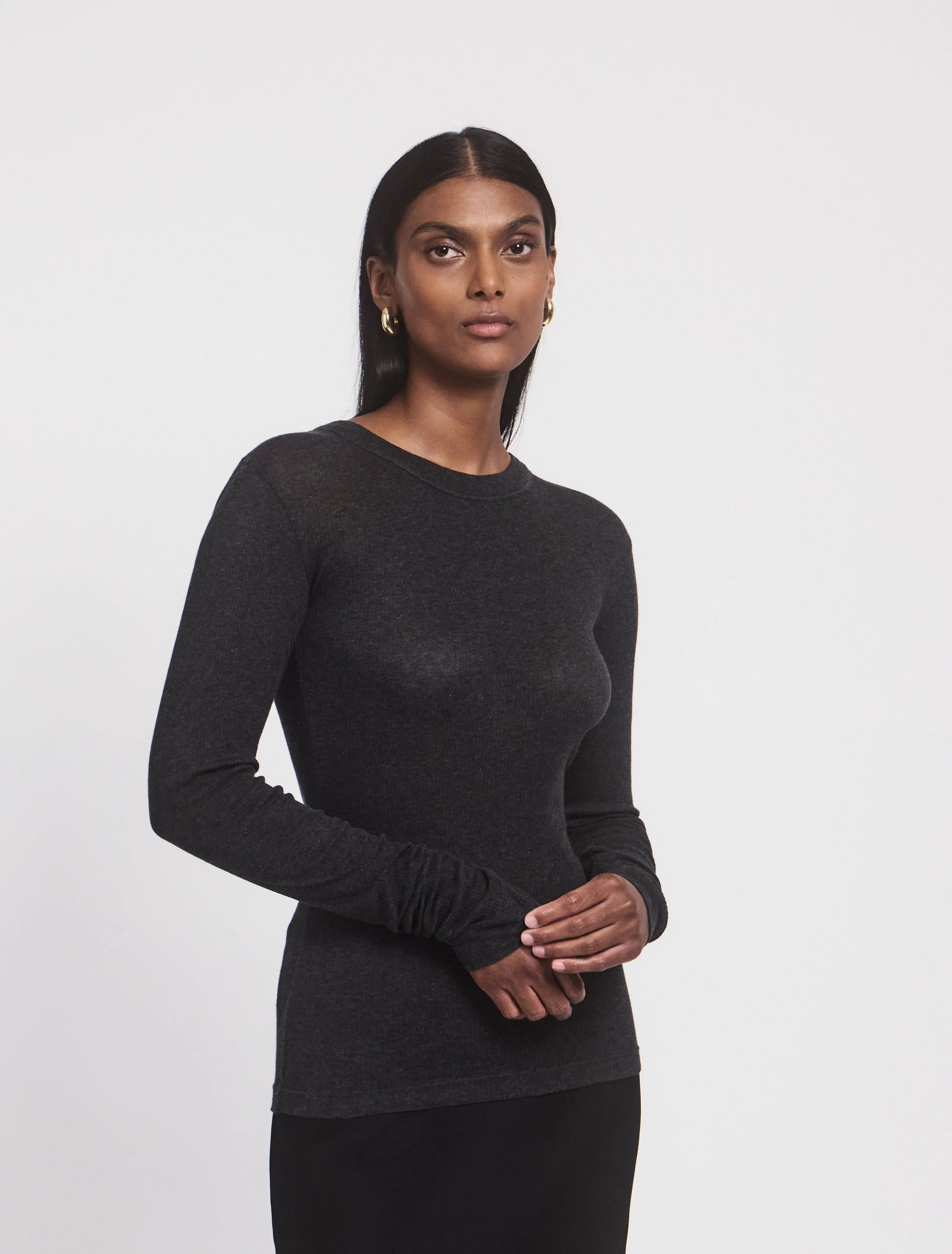 Anis Top in Charcoal Grey Melange sold by Ninety Percent product image thumbnail 2