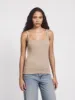 Ava Classic Rib Cami Top In Taupe sold by Ninety Percent