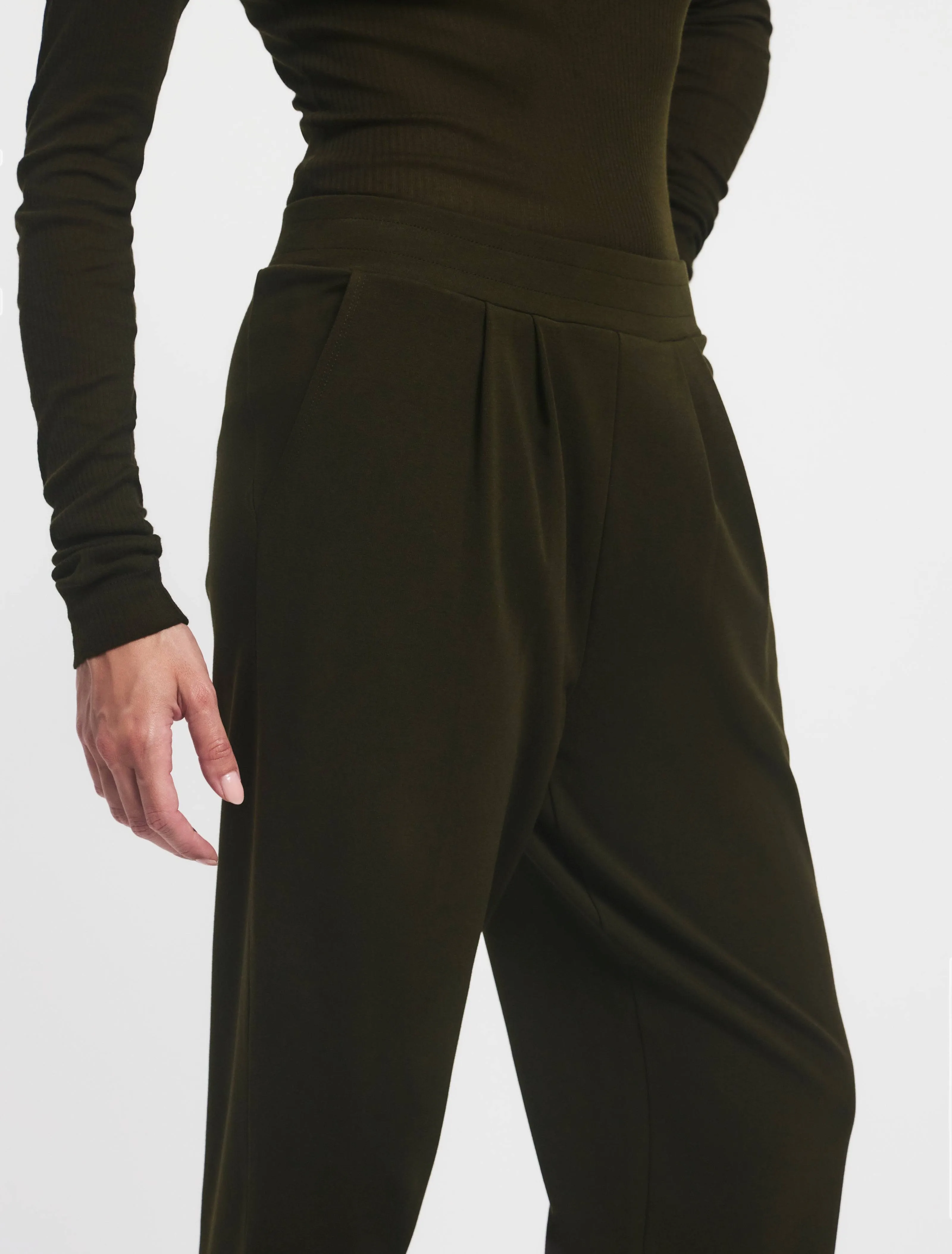 Flax Jersey Travel Pant in Dark Olive sold by Ninety Percent product image thumbnail 3