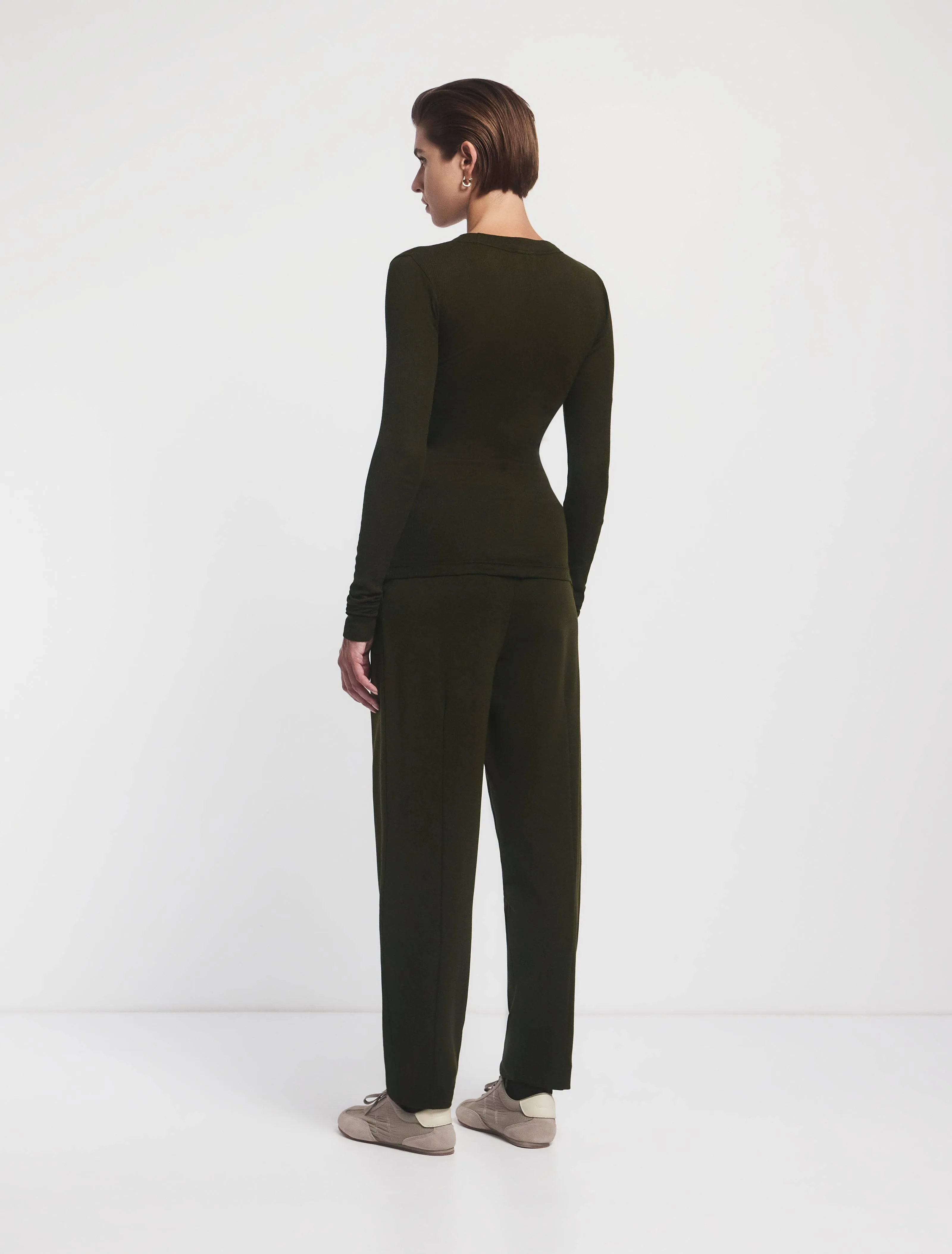 Flax Jersey Travel Pant in Dark Olive sold by Ninety Percent product image thumbnail 2