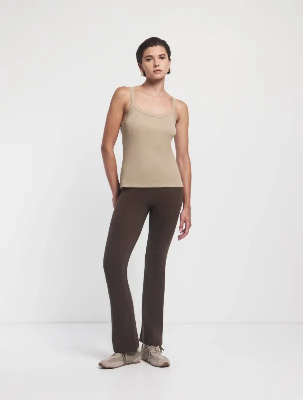 Nabila Crop Flare Travel Pant In Turkish Coffee sold by Ninety Percent