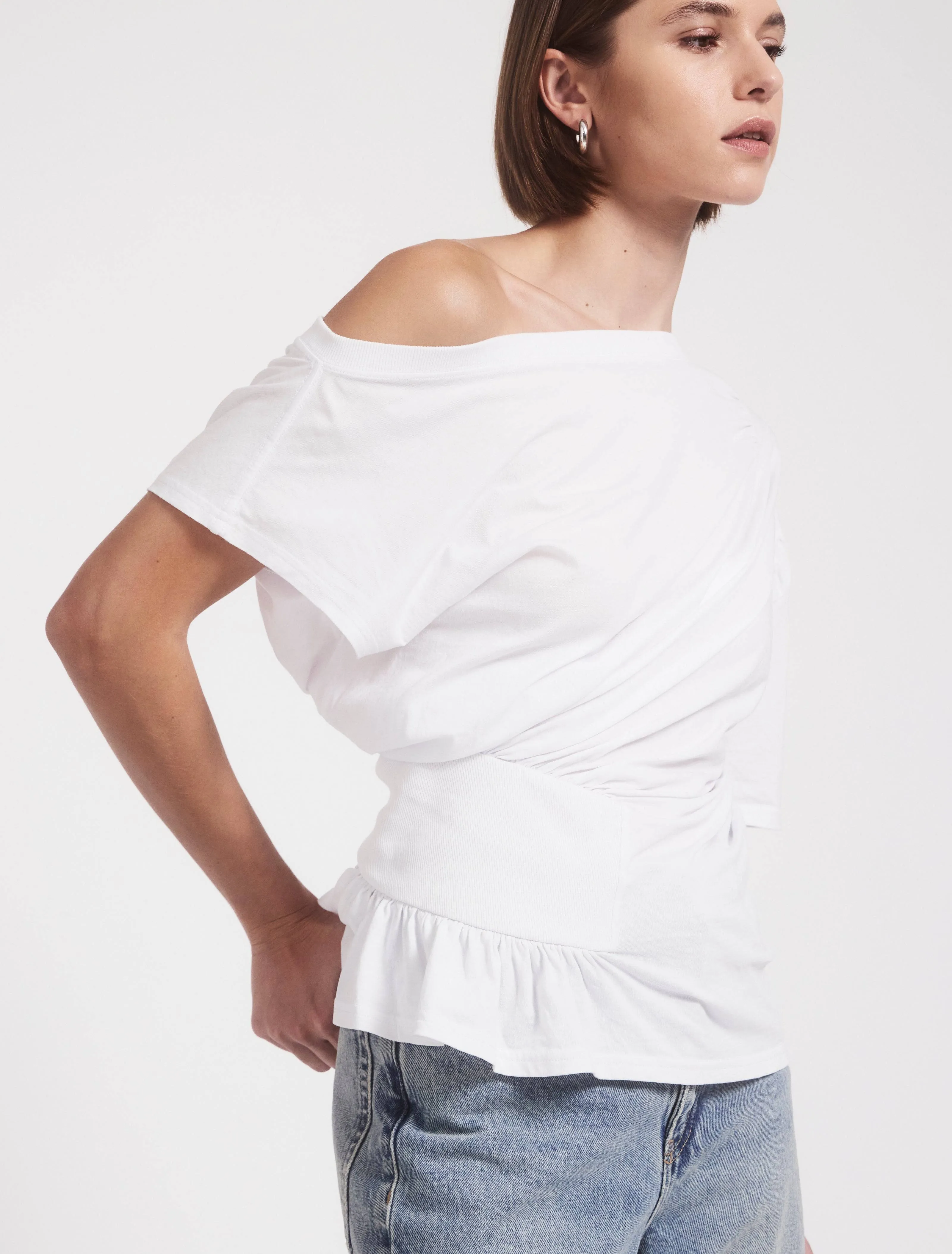 Agathi Draped Top in White sold by Ninety Percent product image thumbnail 4