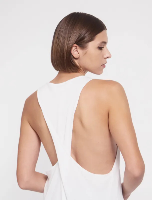 Gato Open Back Tank in White sold by Ninety Percent