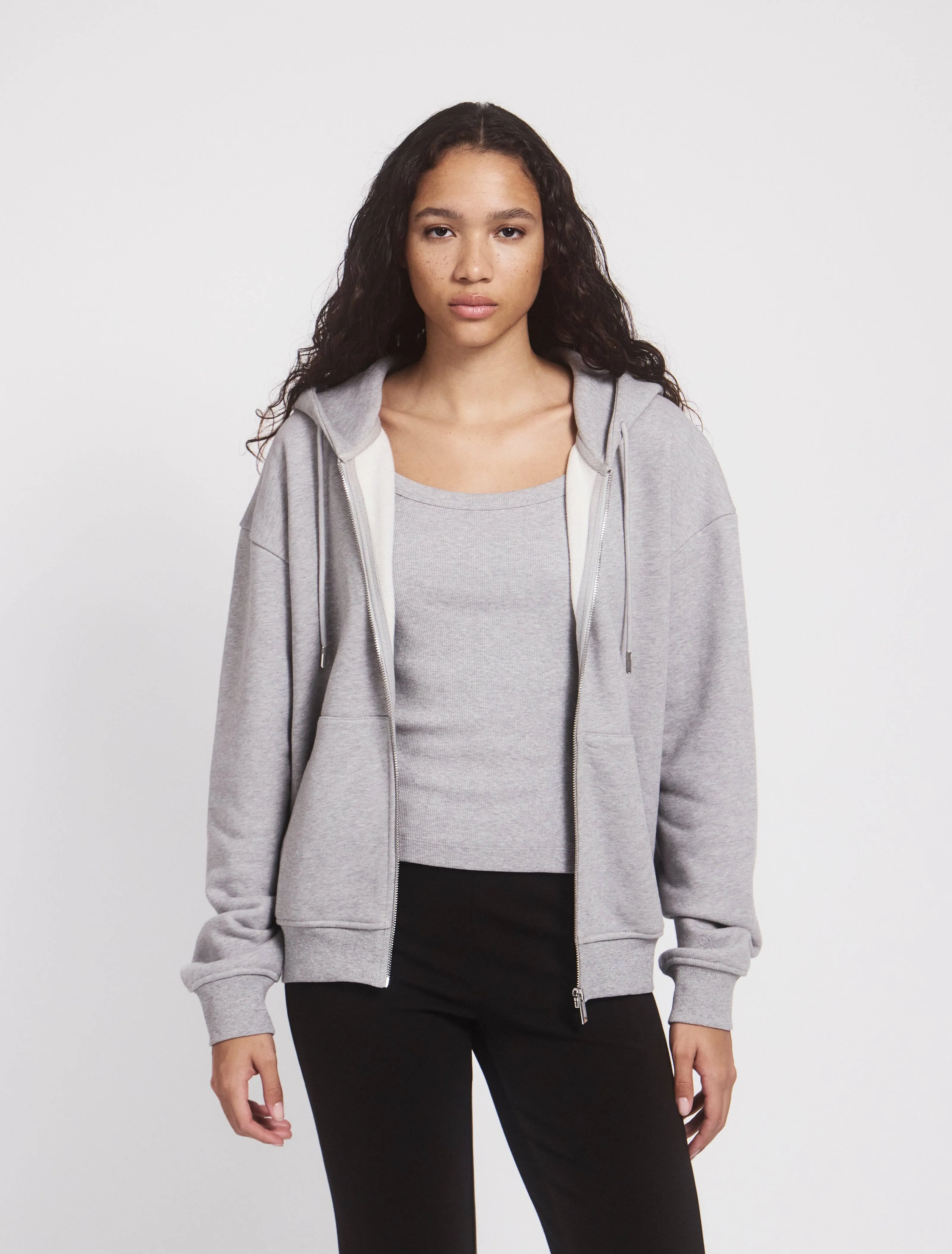 Classic Zip Hoodie in Grey Marl sold by Ninety Percent