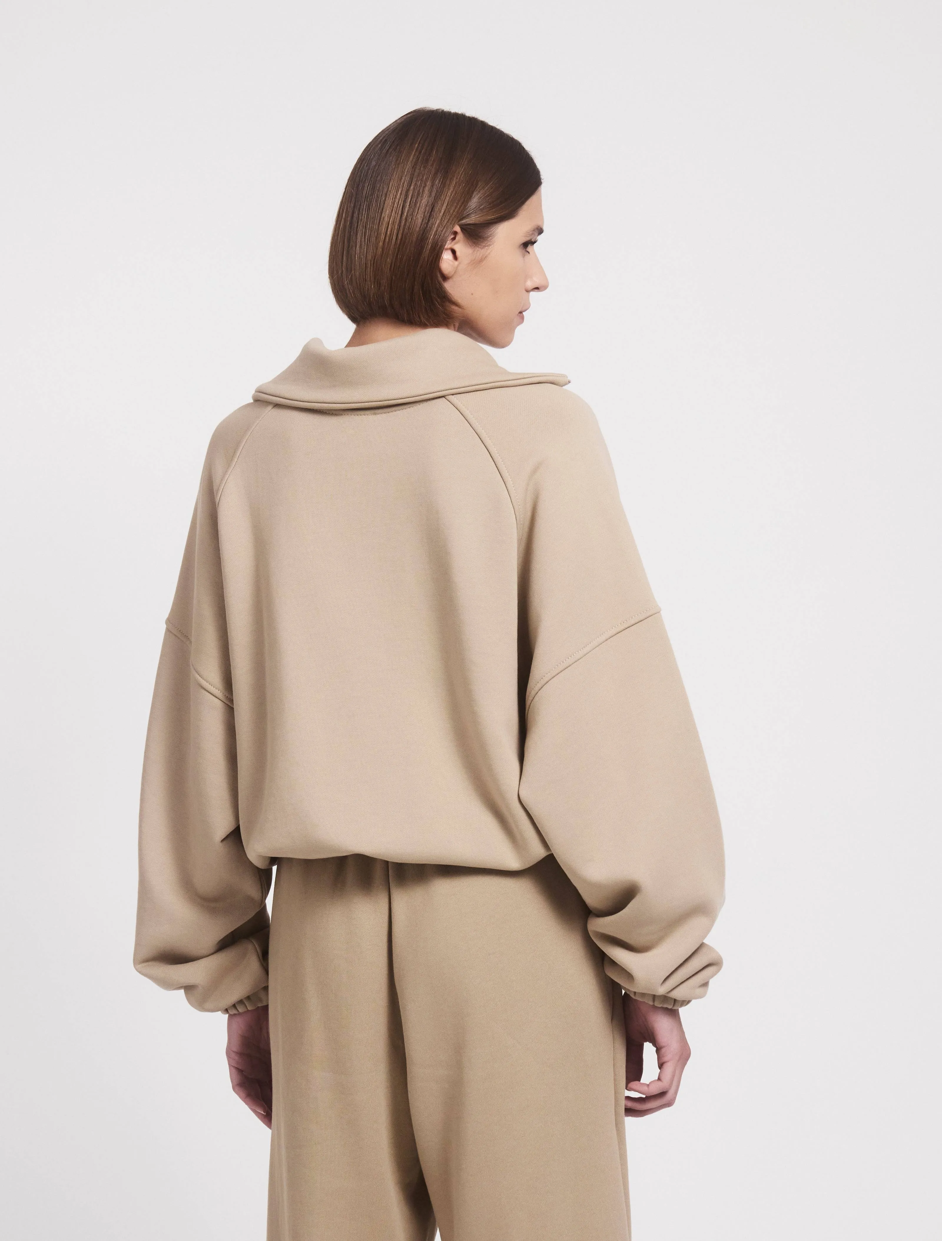 Classic Half Zip Sweatshirt in Taupe sold by Ninety Percent product image thumbnail 2