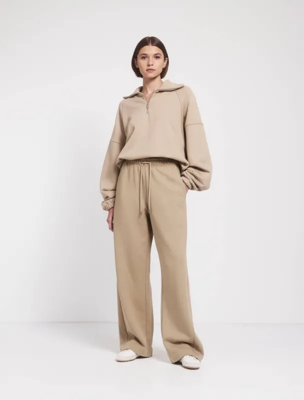 Signature Straight Leg Sweatpant in Taupe sold by Ninety Percent