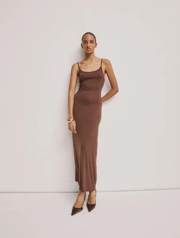 Ares Dress in Chestnut sold by Ninety Percent