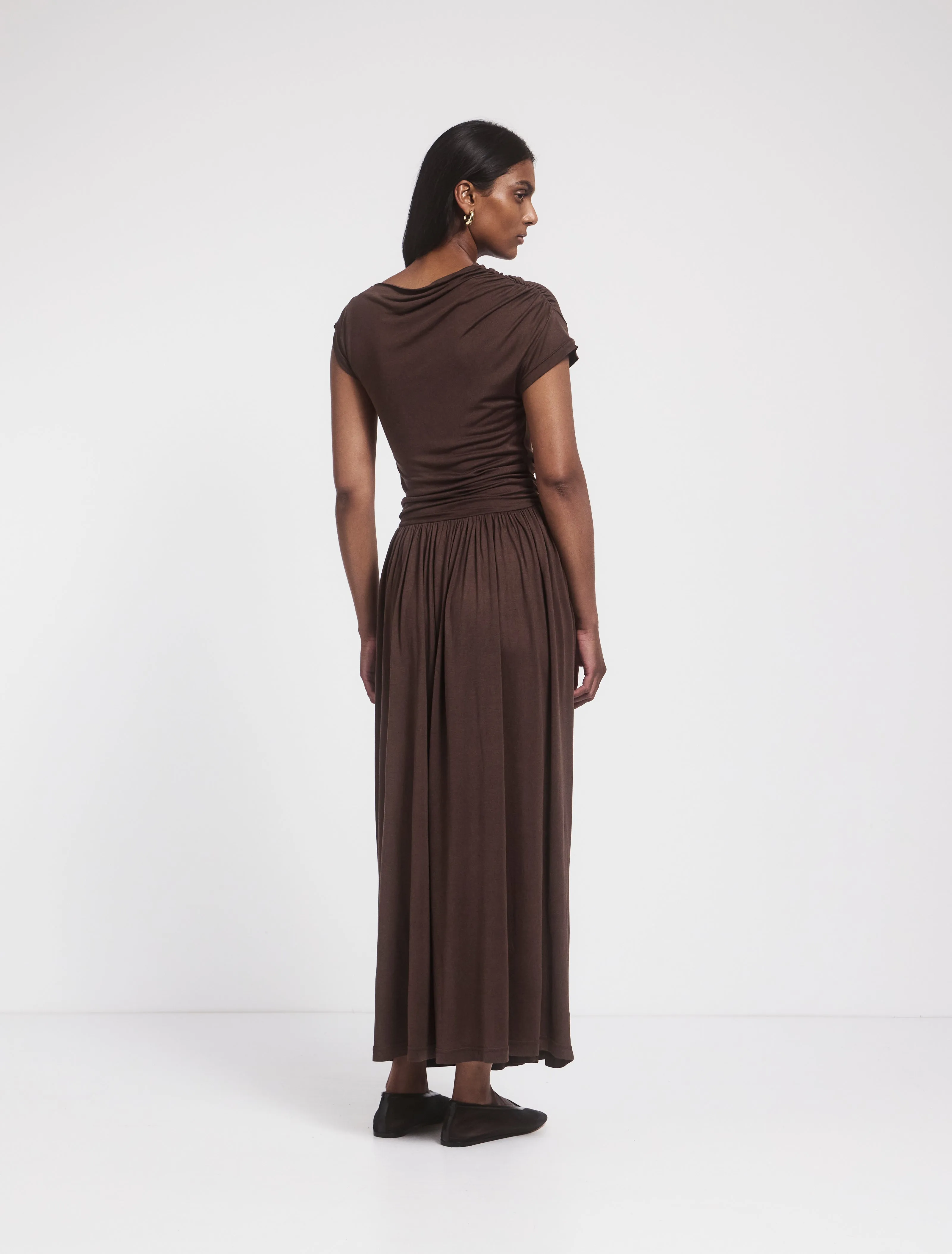 Priam Draped Dress in Bracken sold by Ninety Percent product image thumbnail 3