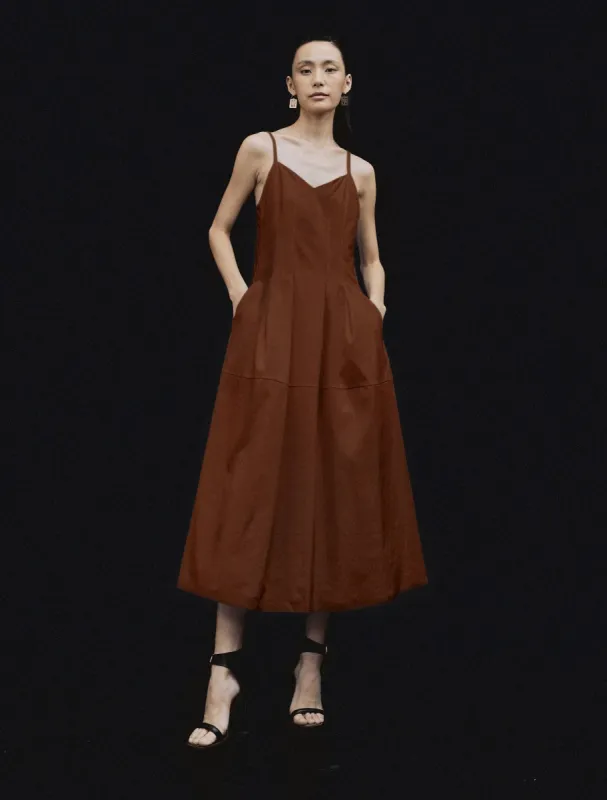 Iris Dress In Tobacco sold by Ninety Percent