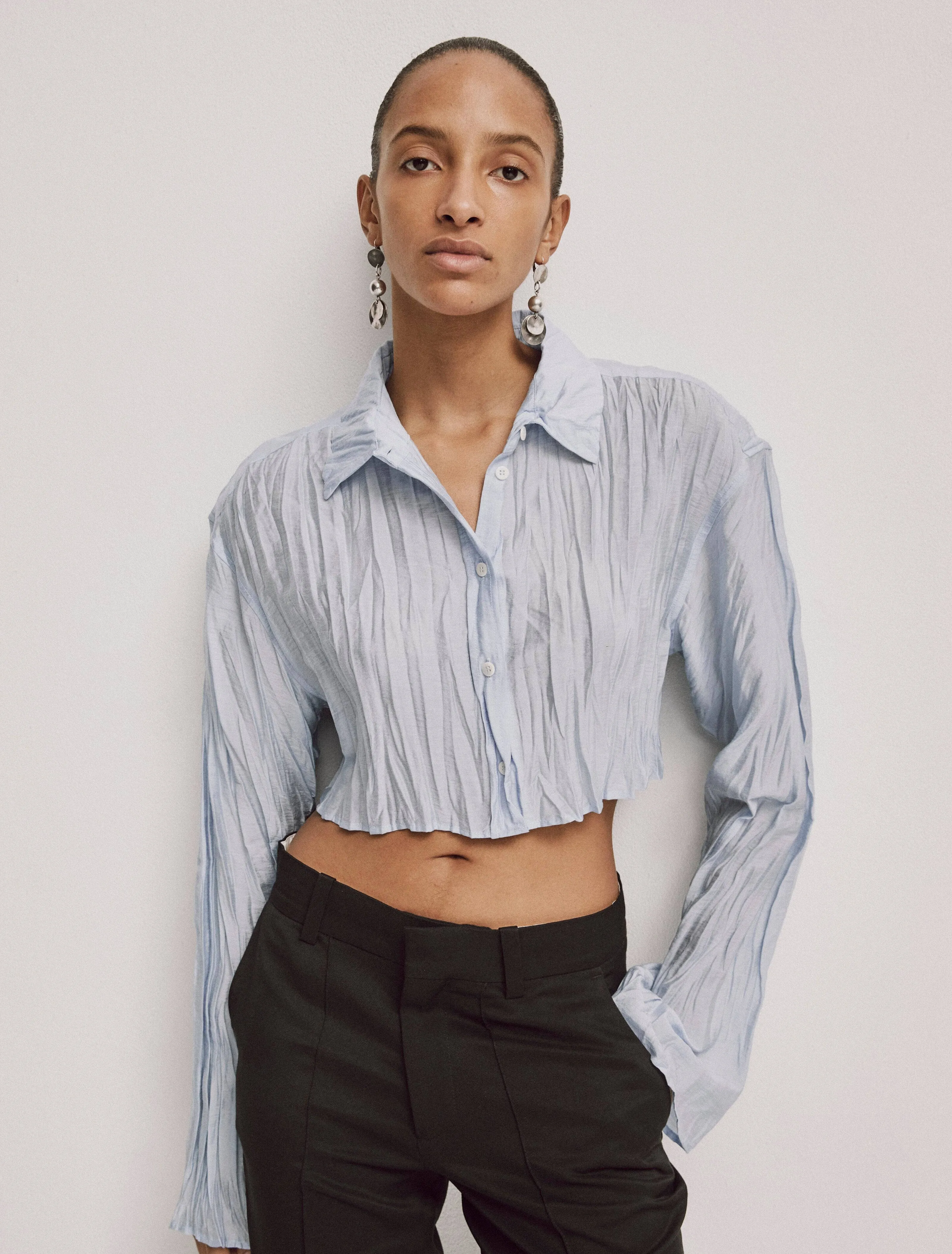 Qui Shirt In Sky Blue sold by Ninety Percent