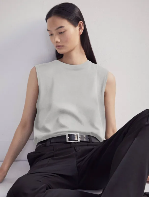 Alex Classic Cotton Tank in Grey Marl sold by Ninety Percent