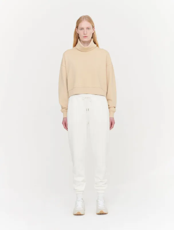 Tess Funnel Sweatshirt in Warm Sand sold by Ninety Percent