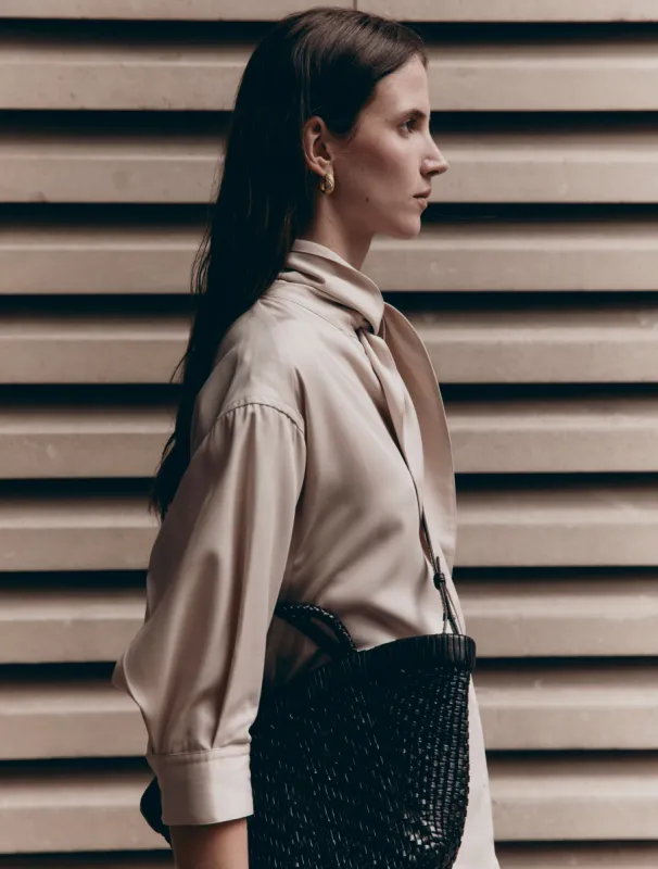 Argyl Dress in Enoki Mushroom sold by Ninety Percent