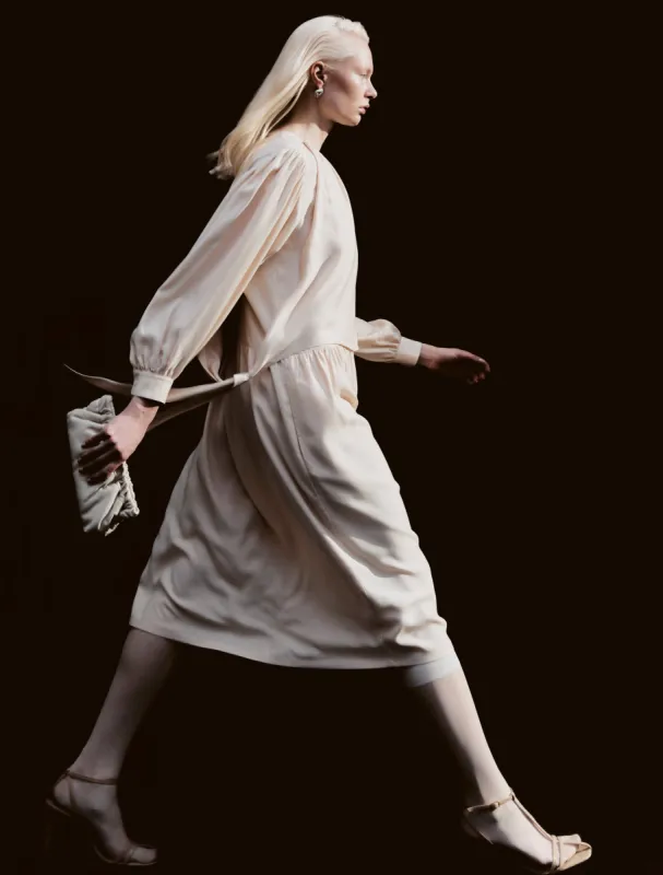 Romulus Dress in Tahini sold by Ninety Percent