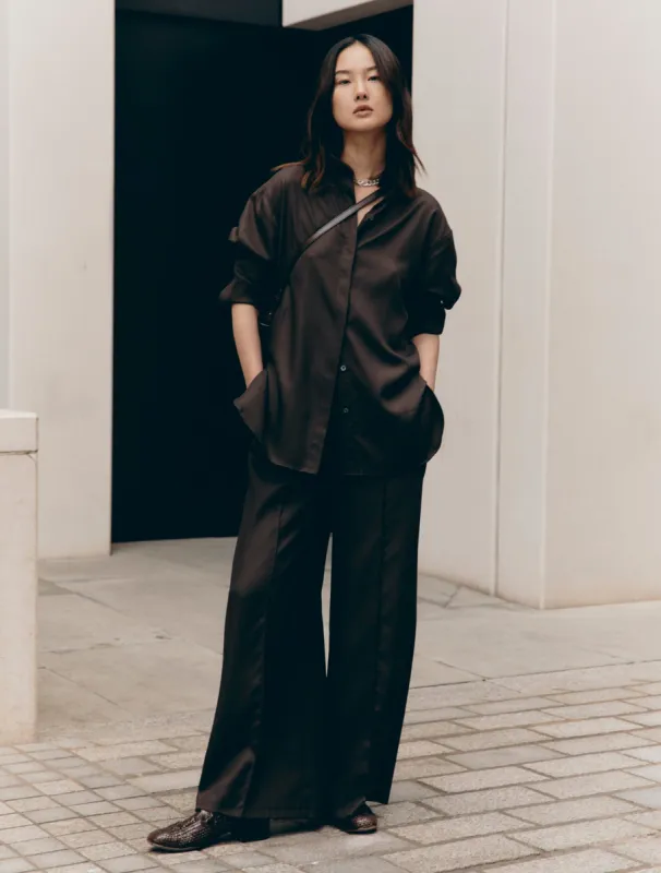 Amy Trousers in Turkish Coffee sold by Ninety Percent