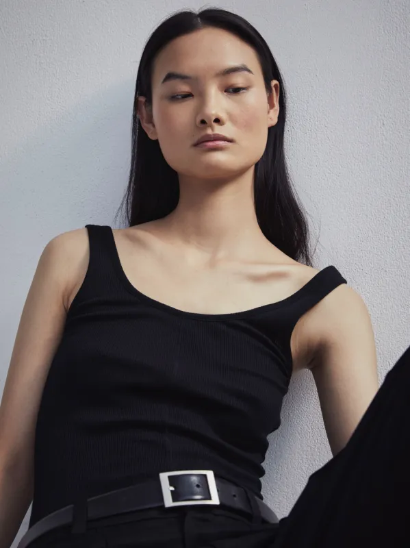 Ivo Rib Vest in Black sold by Ninety Percent