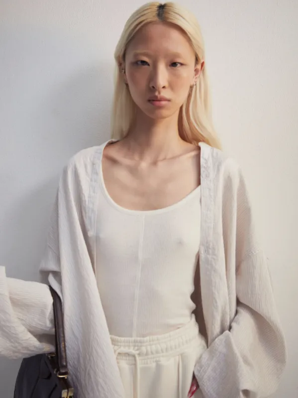 Ivo Rib Vest in Whisper White sold by Ninety Percent