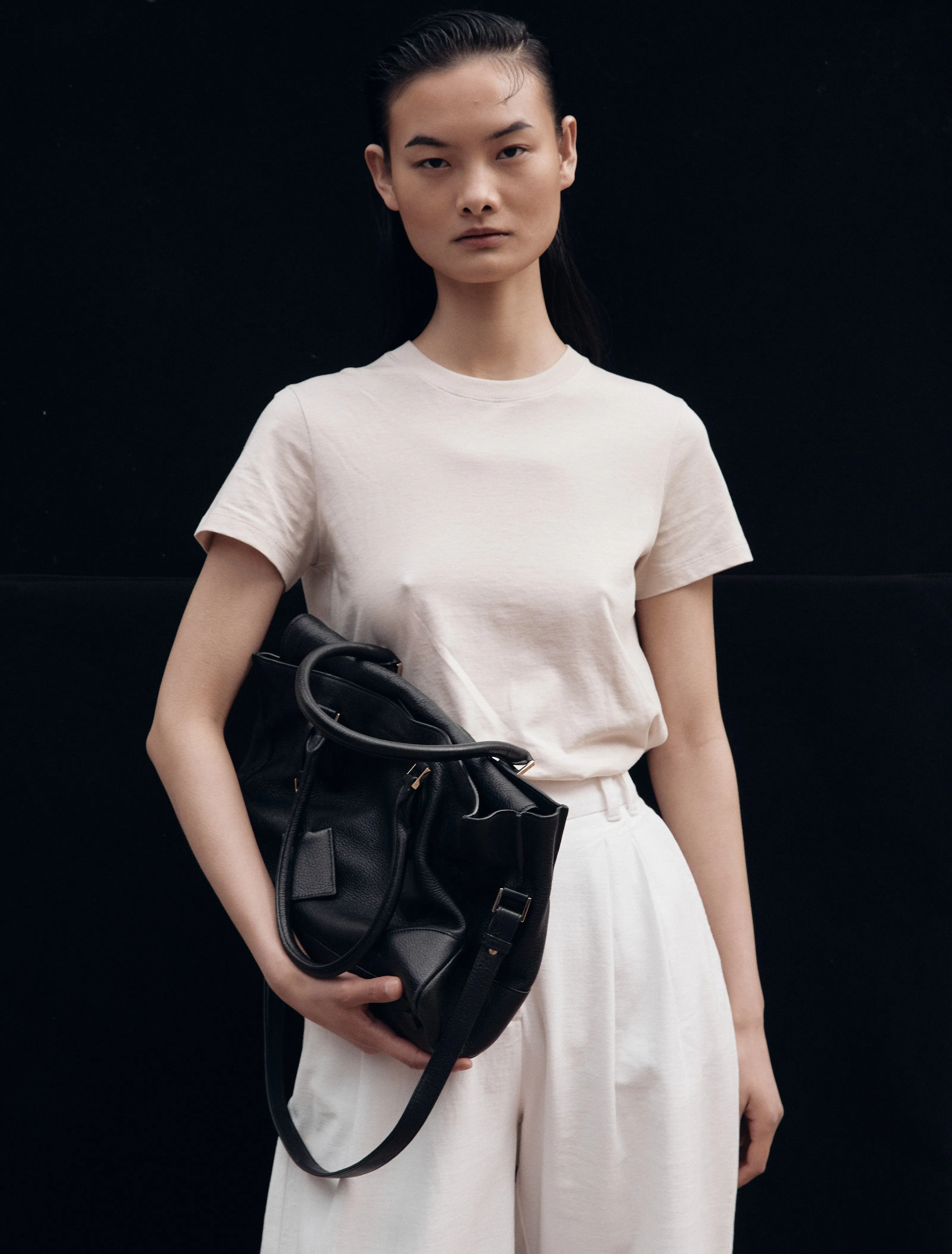 Drew Classic Cotton T-Shirt in Enoki Mushroom sold by Ninety Percent