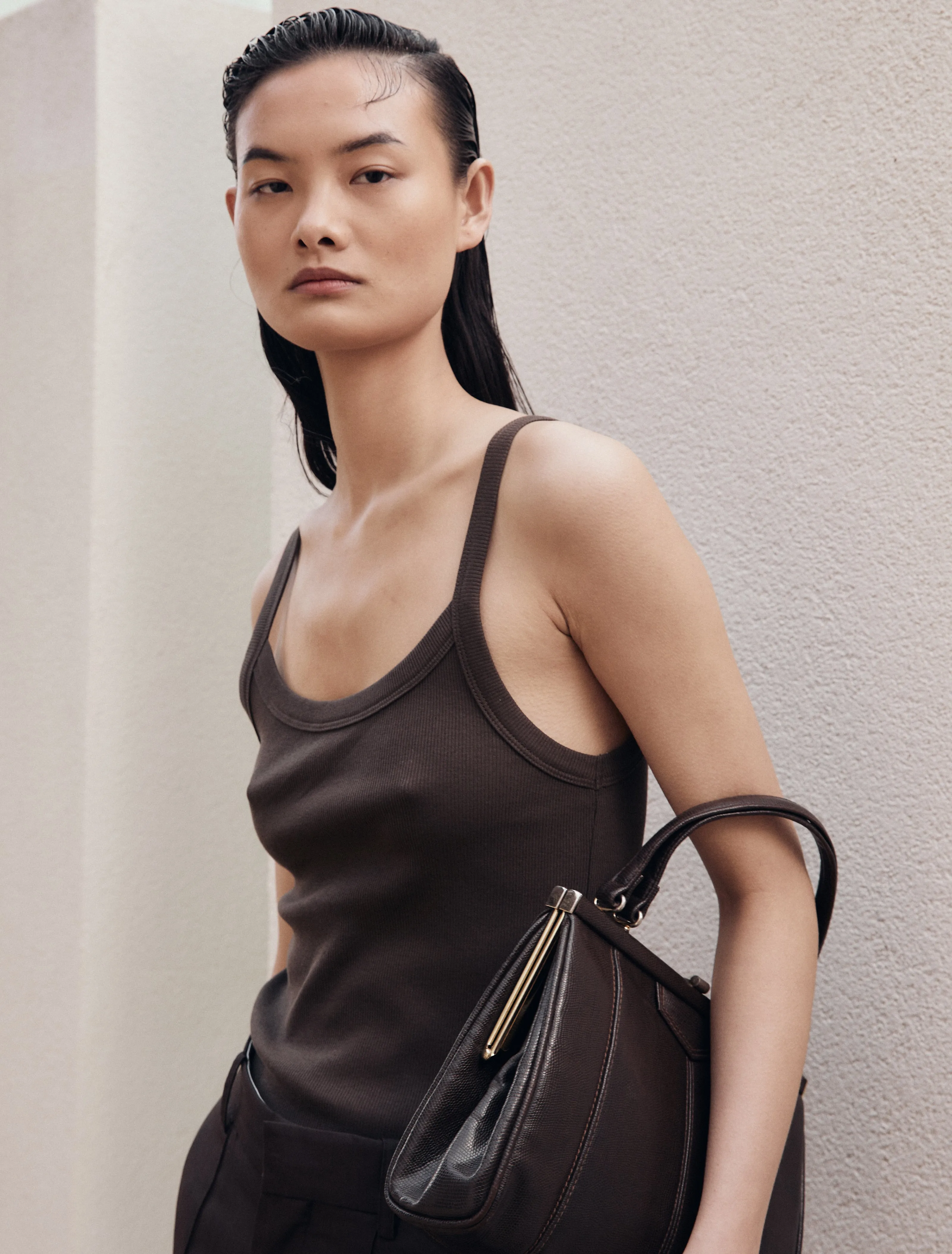 Ava Classic Rib Cami Top in Turkish Coffee sold by Ninety Percent product image thumbnail 2