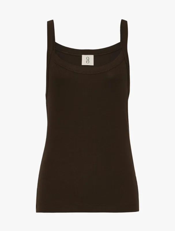 Ava Classic Rib Cami Top in Turkish Coffee sold by Ninety Percent