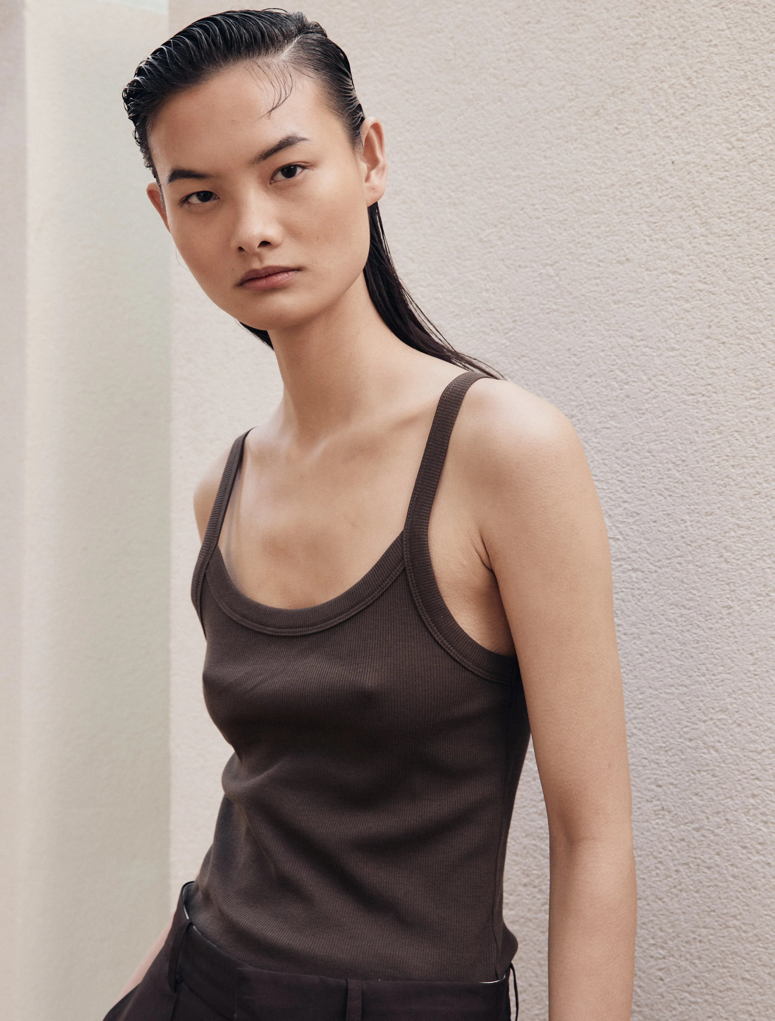 Ava Classic Rib Cami Top in Turkish Coffee sold by Ninety Percent product image thumbnail 4