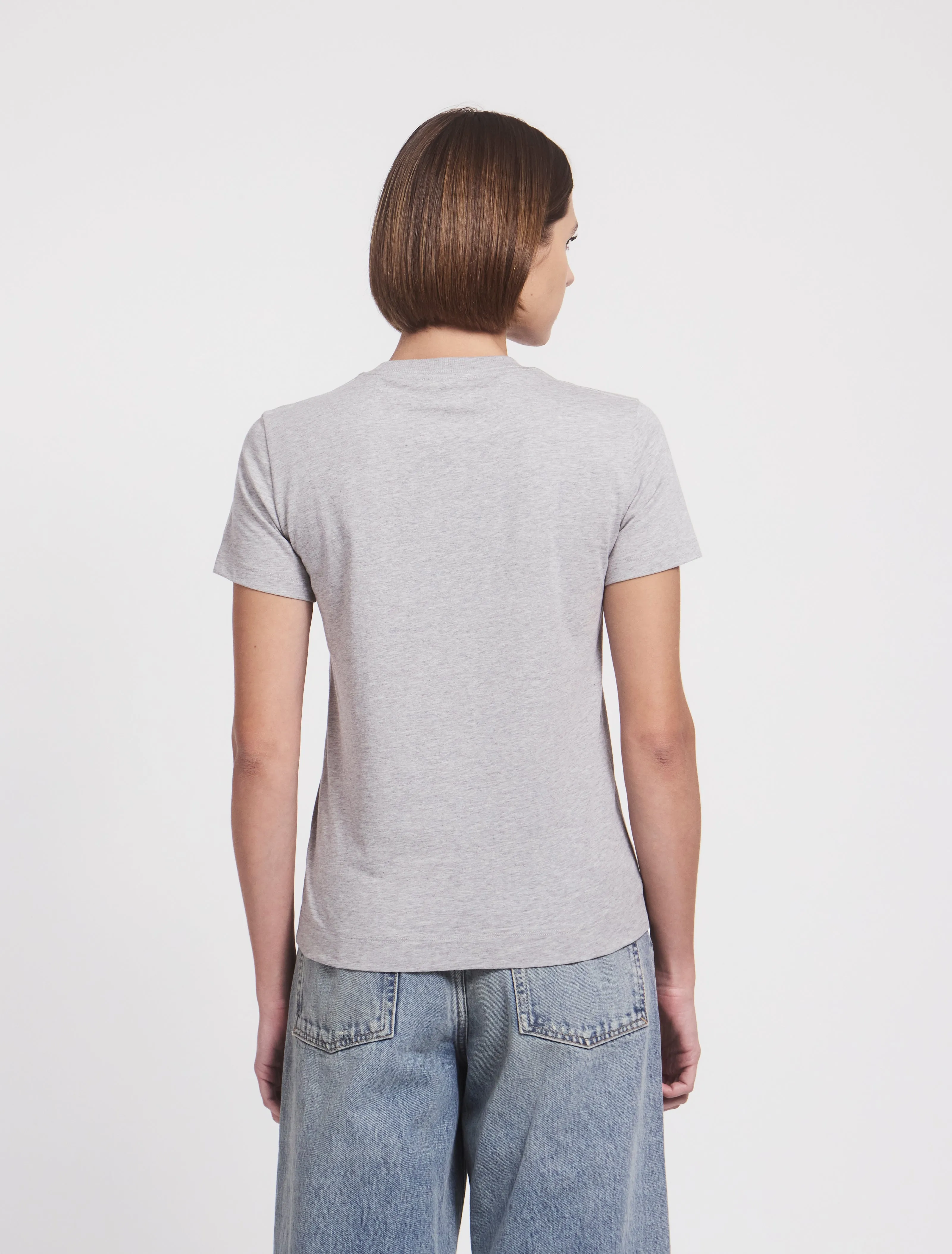 Lightweight Cotton fitted T-Shirt in Grey Marl sold by Ninety Percent product image thumbnail 3