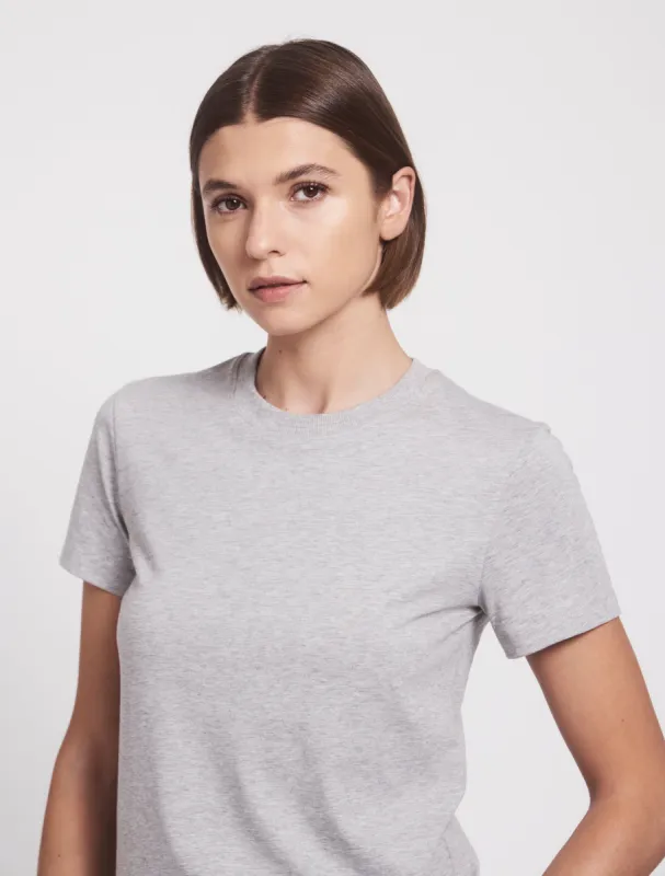 Lightweight Cotton fitted T-Shirt in Grey Marl sold by Ninety Percent