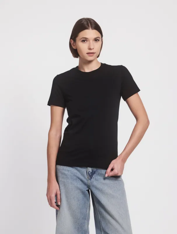 Lightweight Cotton fitted T-Shirt in Black sold by Ninety Percent