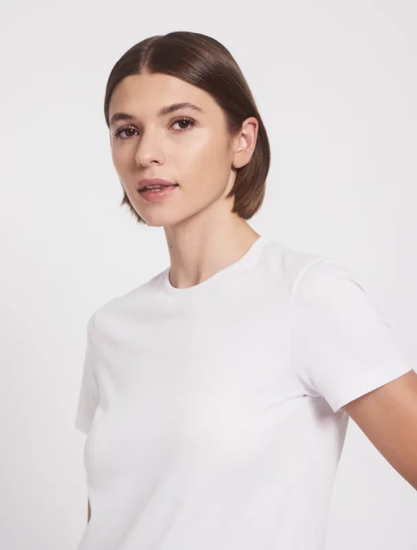 Drew Classic Cotton T-Shirt in White sold by Ninety Percent